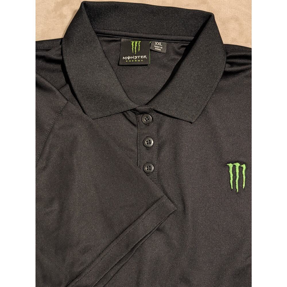 Monster Energy Men's Polo Shirt XXL Black Performance Golf Sport Moisture Wick